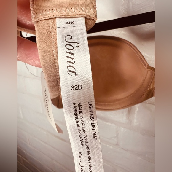 NWT Soma Lightest Lift Lined Demi Underwire Lace Bra 32 B Light Tan Nude #0302 - Picture 11 of 14